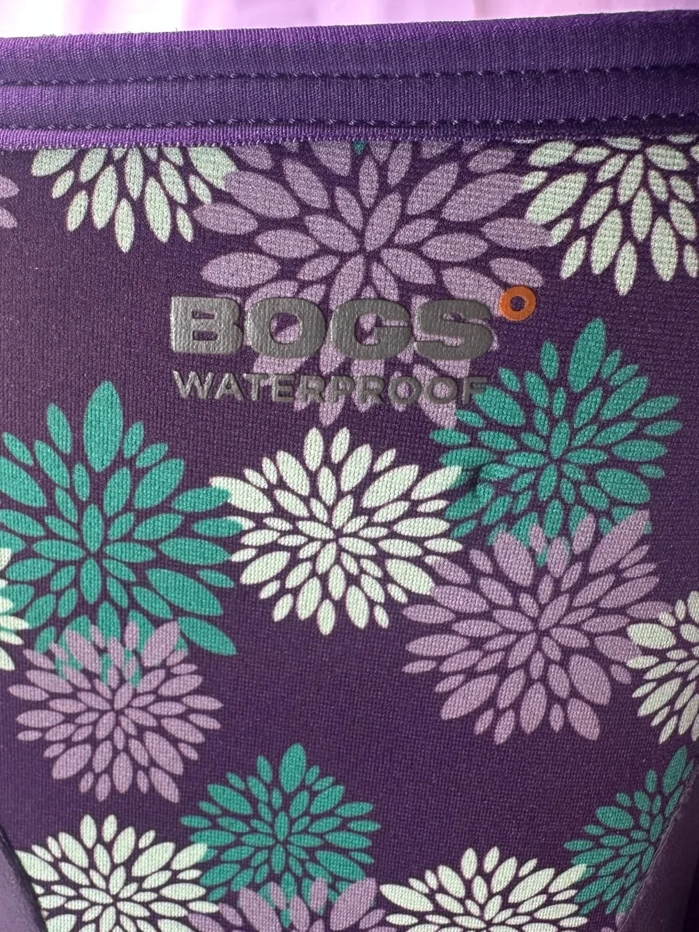 Bogs Purple Floral Waterproof Rain Boots with Teal Accents